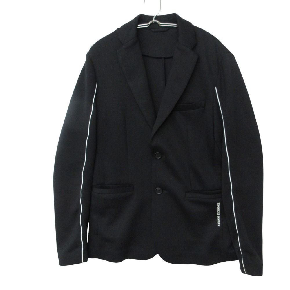 ARMANI EXCHANGE アルマーニエクスチェンジ テーラードジャケット パイピング ニット スウェット ジャージ ロゴ トラック 3KZGFZ ZJ3JZ ブラック XS メンズ 【中古】