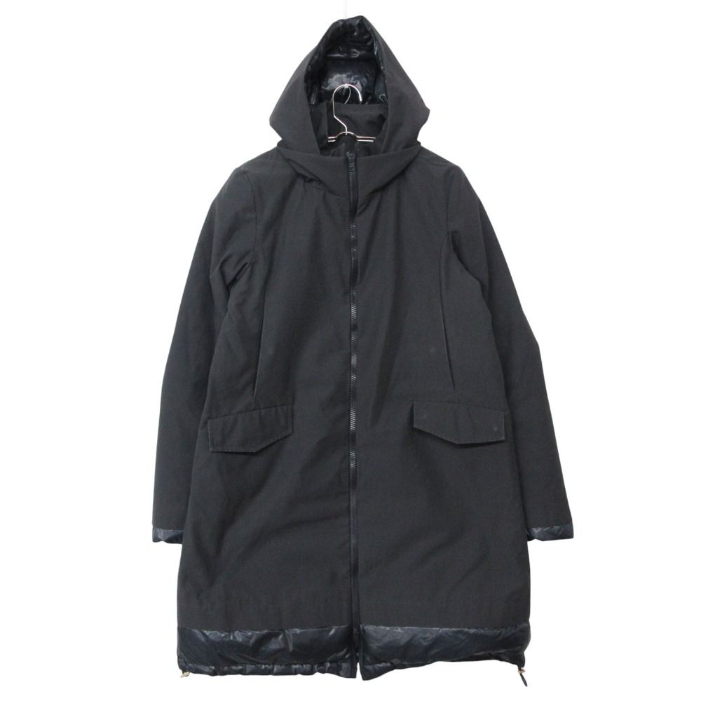 Herno ヘルノ コート サブゼロ インナーダウンコート ジャケット ロング丈 フード付き イタリア製 アウター ネイビー メンズ 【中古】