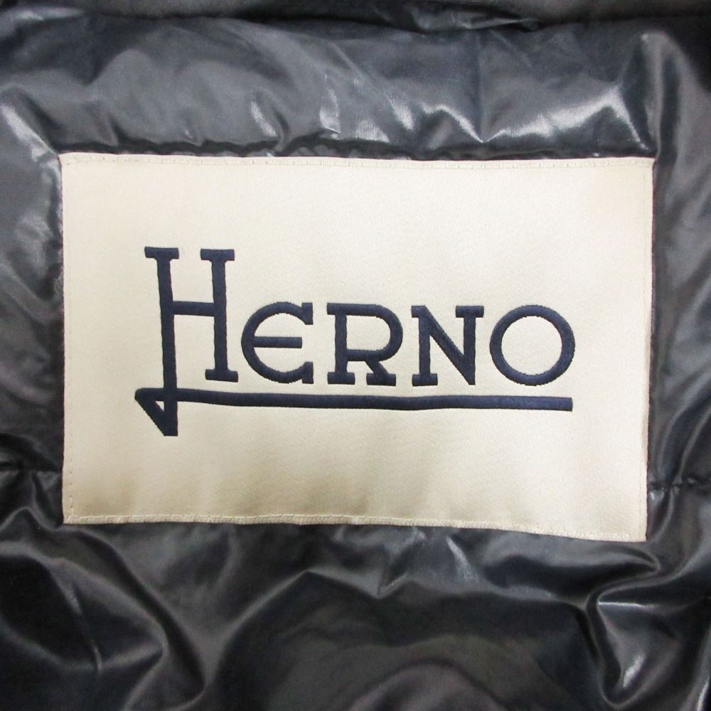 Herno ヘルノ コート サブゼロ インナーダウンコート ジャケット ロング丈 フード付き イタリア製 アウター ネイビー メンズ 【中古】