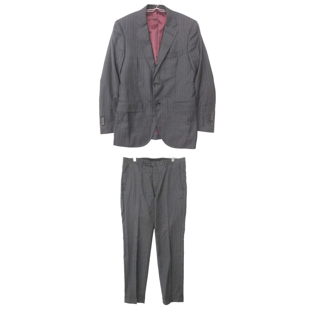 WILD LIFE TAILOR ワイルドライフテーラー スーツ LOLOPIANA ロロピアーナ生地 super130 ストライプ柄 セットアップ ダークグレー 44【S】 メンズ 【中古】