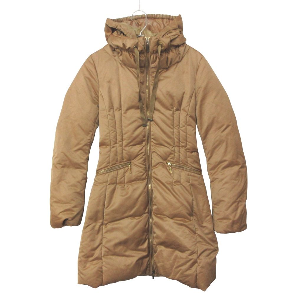 MONCLER モンクレール コート NIMES ダウン ジャケット フーデッド ミディ丈 アウター 54214 ベージュ 00【XS】 レディース 【中古】