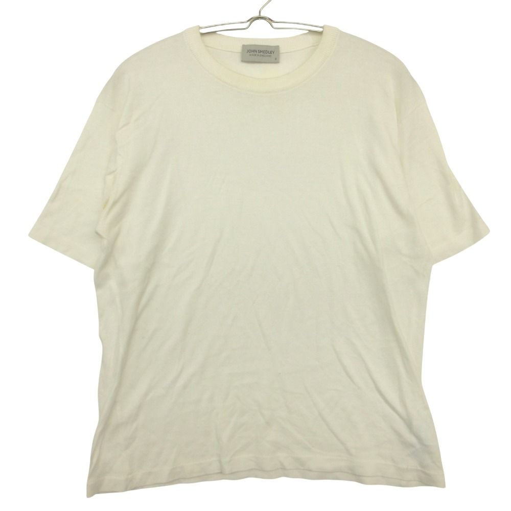 JOHN SMEDLEY ジョンスメドレー ニット 半袖 コットン セーター クルーネック カットソー ホワイト S メンズ 【中古】