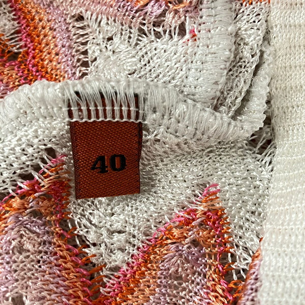 MISSONI(ミッソーニ) 半袖カットソー サイズ40 M レディース美品 白×オレンジ×ピンク Vネック MISSONI(ミッソーニ) 半袖カットソー サイズ40 M レディース美品 白×オレンジ×ピンク Vネック