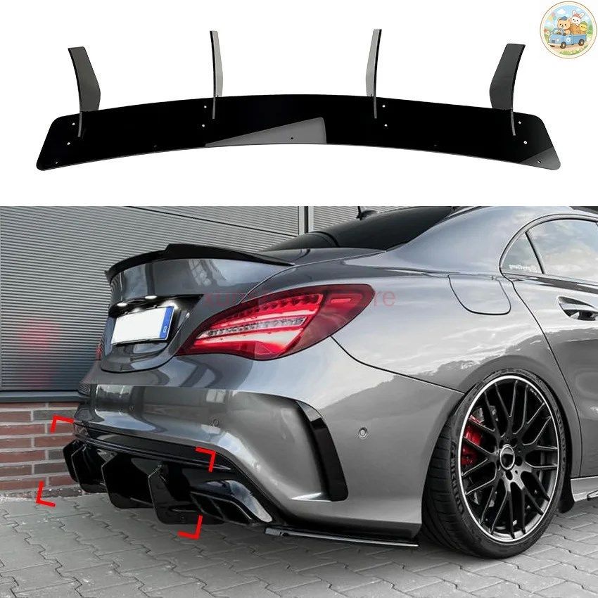 カースタイリング リアバンパーリップディフューザー メルセデスベンツ CLAクラス W117 CLA45 2016-2018 カースタイリング PPグロス