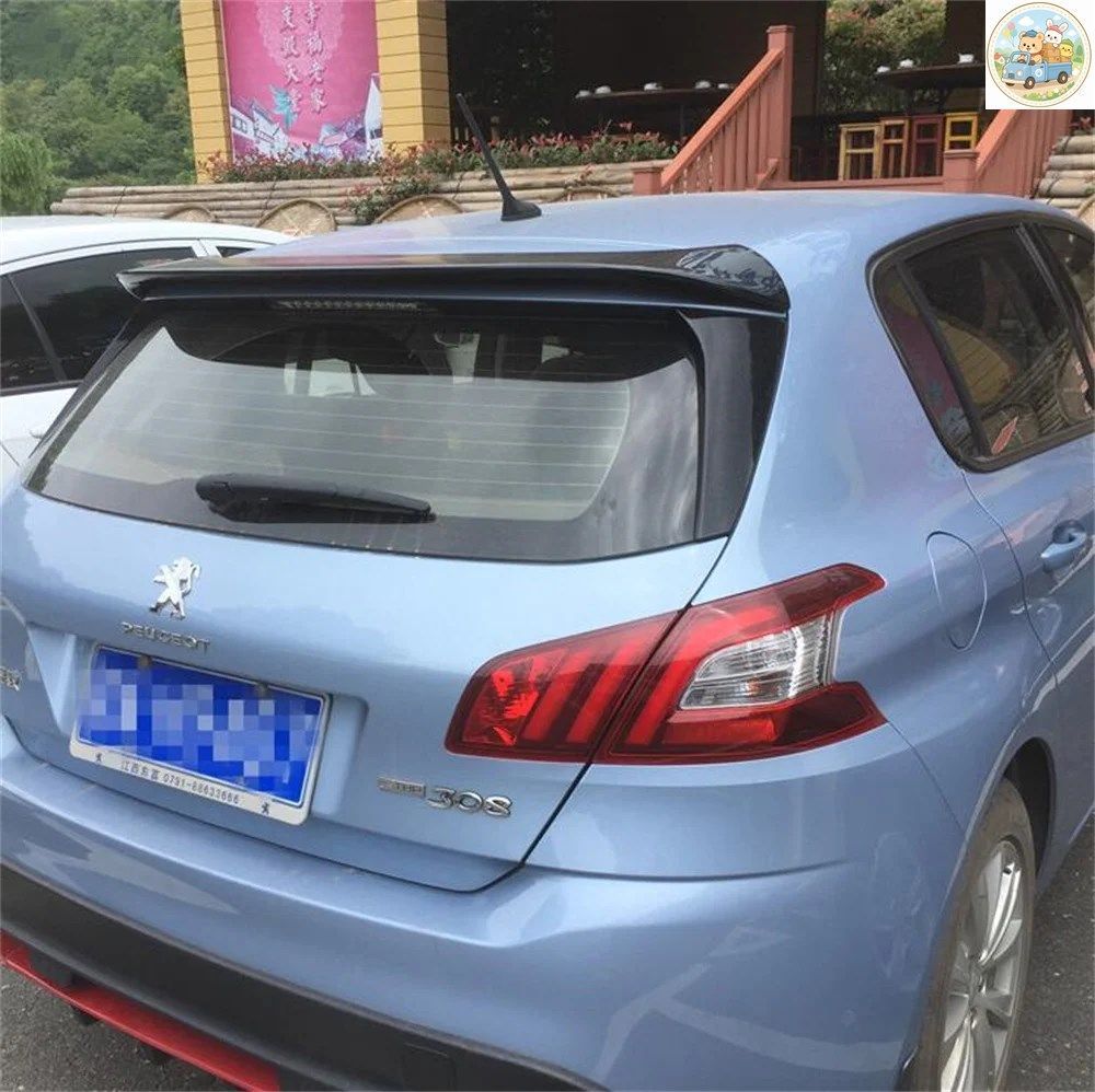 ABS樹脂製プライマーカラーの車のテールウィング装飾リアトランクスポイラー、プジョー308（2014-2019年式）用