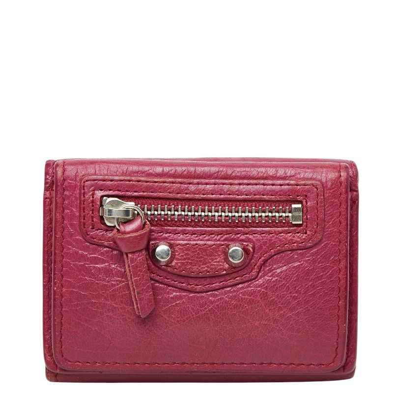 バレンシアガ クラシック ミニ ウォレット 三つ折り財布 477455 ピンク レザー レディース BALENCIAGA【1-0271305】