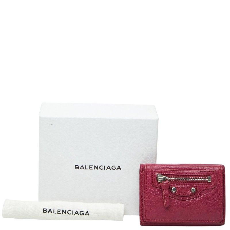 バレンシアガ クラシック ミニ ウォレット 三つ折り財布 477455 ピンク レザー レディース BALENCIAGA【1-0271305】