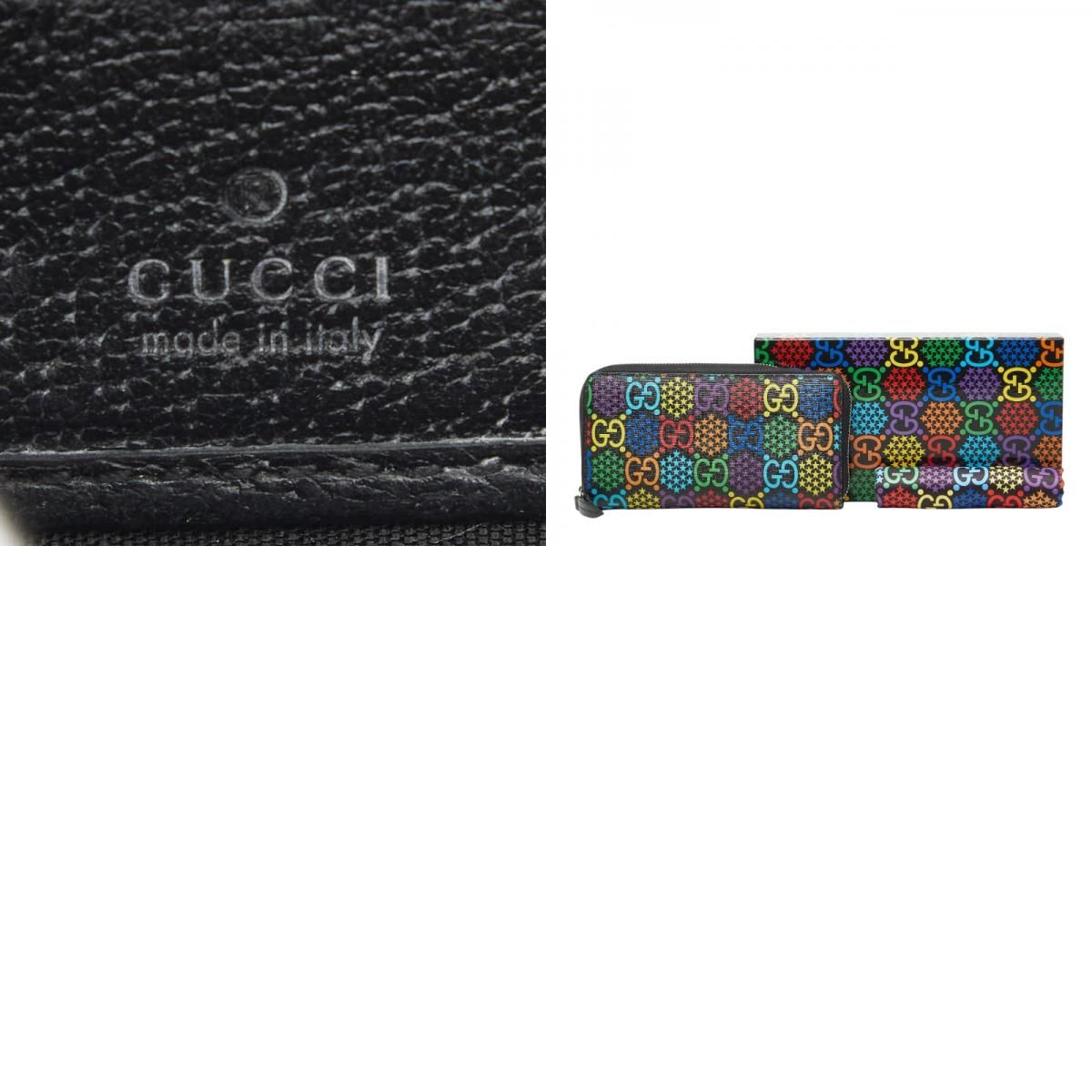 グッチ GGサイケデリック ラウンドファスナー 長財布 601079 マルチカラー PVC レザー レディース GUCCI【1-0272076】