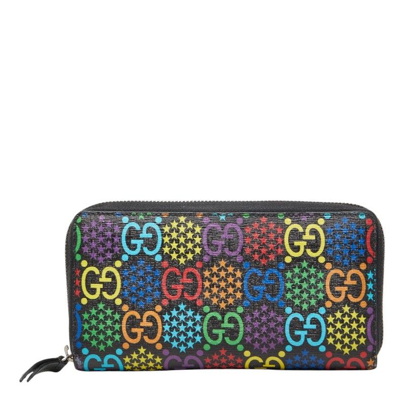 グッチ GGサイケデリック ラウンドファスナー 長財布 601079 マルチカラー PVC レザー レディース GUCCI【1-0272076】
