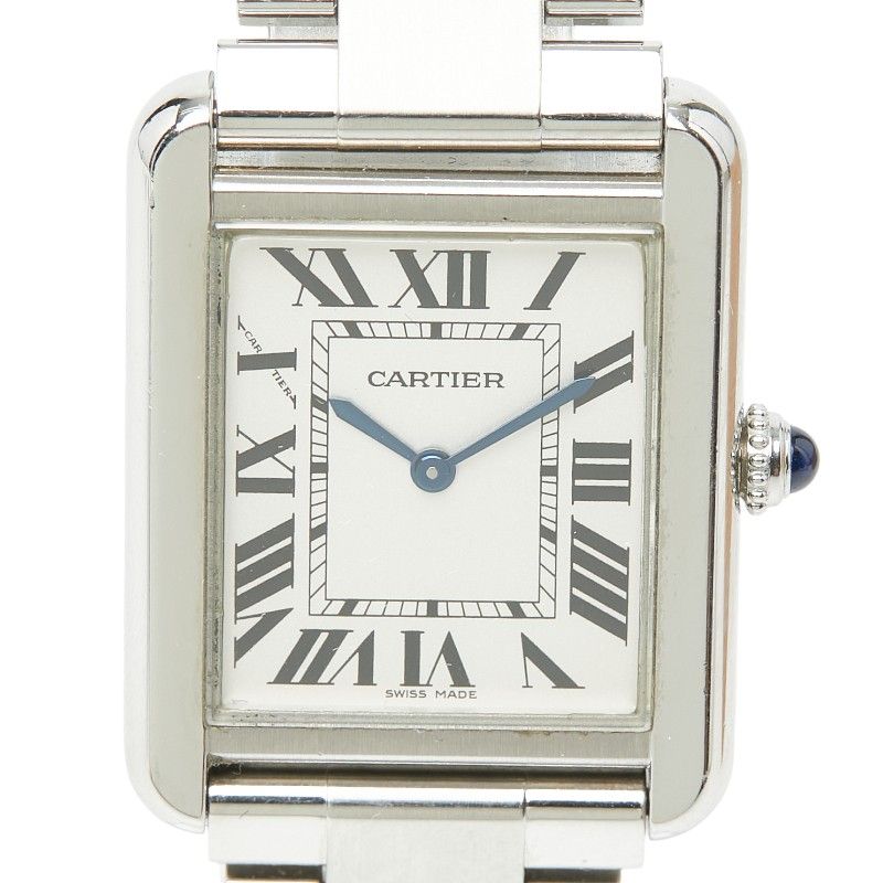 カルティエ タンクソロ SM 腕時計 W5200013 ホワイト シルバー ステンレススチール レディース CARTIER【1-0273056】