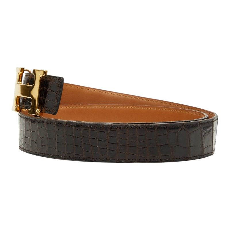 エルメス コンスタンス Hベルト ベルト ダークブラウン ゴールド アリゲーター メンズ HERMES【243-73753】 エルメス コンスタンス Hベルト ベルト ダークブラウン ゴールド アリゲーター メンズ HERMES【243-73753】