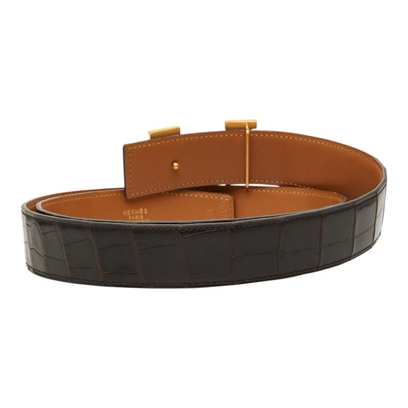 エルメス コンスタンス Hベルト ベルト ダークブラウン ゴールド アリゲーター メンズ HERMES【243-73753】 エルメス コンスタンス Hベルト ベルト ダークブラウン ゴールド アリゲーター メンズ HERMES【243-73753】