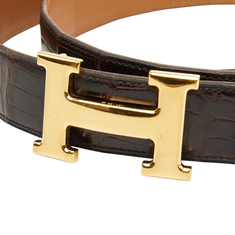エルメス コンスタンス Hベルト ベルト ダークブラウン ゴールド アリゲーター メンズ HERMES【243-73753】 エルメス コンスタンス Hベルト ベルト ダークブラウン ゴールド アリゲーター メンズ HERMES【243-73753】