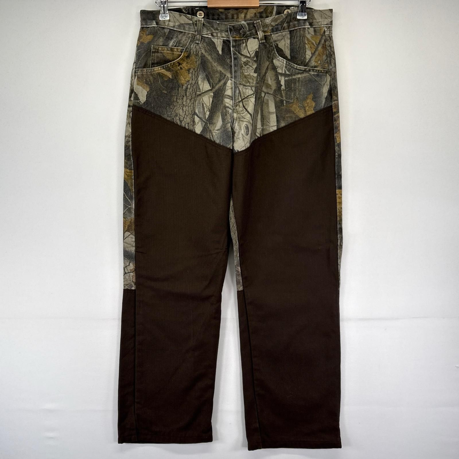 古着 ラングラー Wrangler パンツ ハンティングパンツ リアルツリー カモフラ ダブルニー ナイロン切り替え 5ポケット W34×L30 メンズ