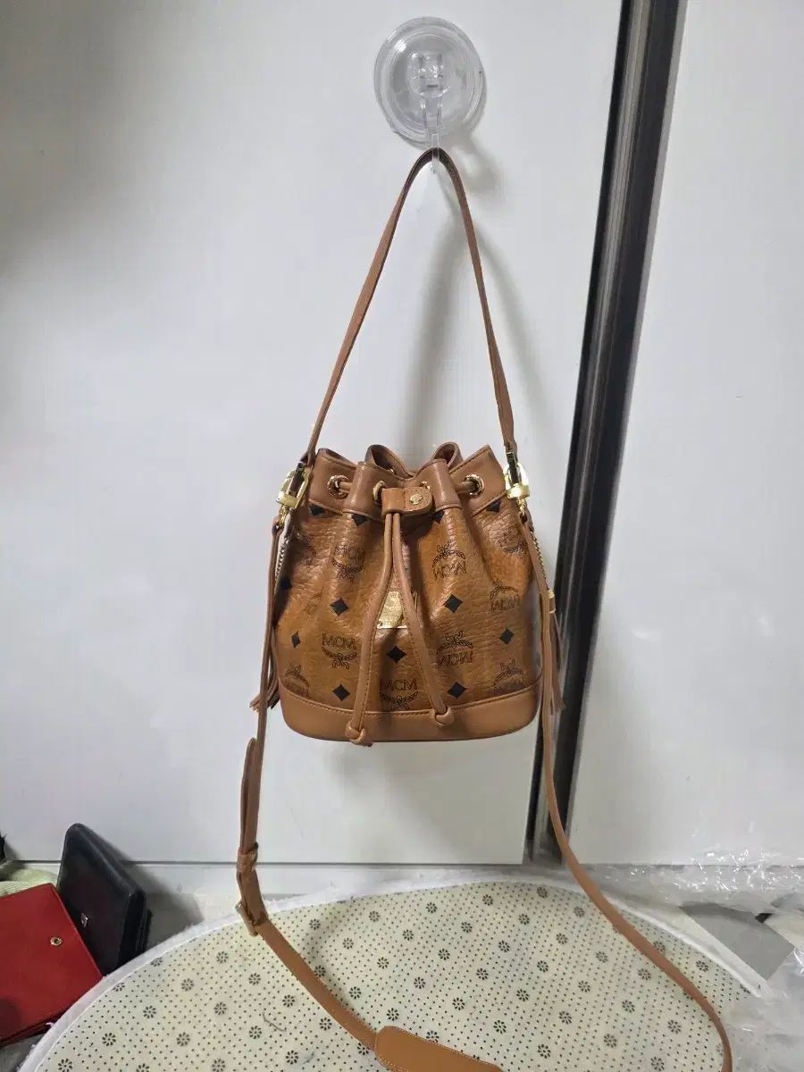 MCM ドローストリング バケットバッグ ブラウン ショルダーバッグ