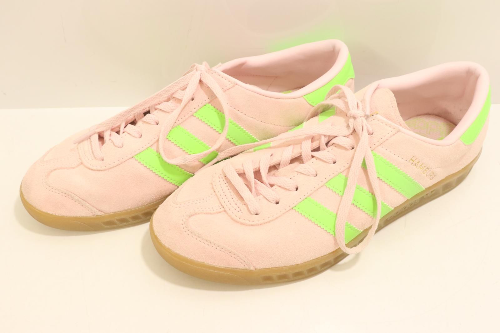 【中古】 adidas メンズスニーカー 26.5cm HAMBURG adidas 26.5cm ピンク 桃 ロゴ JS0683