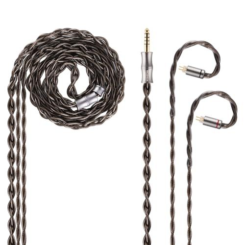 NICEHCK DuskSky イヤホンリケーブル アップグレードケーブル 0.78mm 2pin 4.4mm 6N純銀が入った 五つの材質の混合 hifiリケーブル ダークグレー 交換用 イヤモニ 音質改善 金属製コネクタ 着脱式 1.2m DIY (4kk