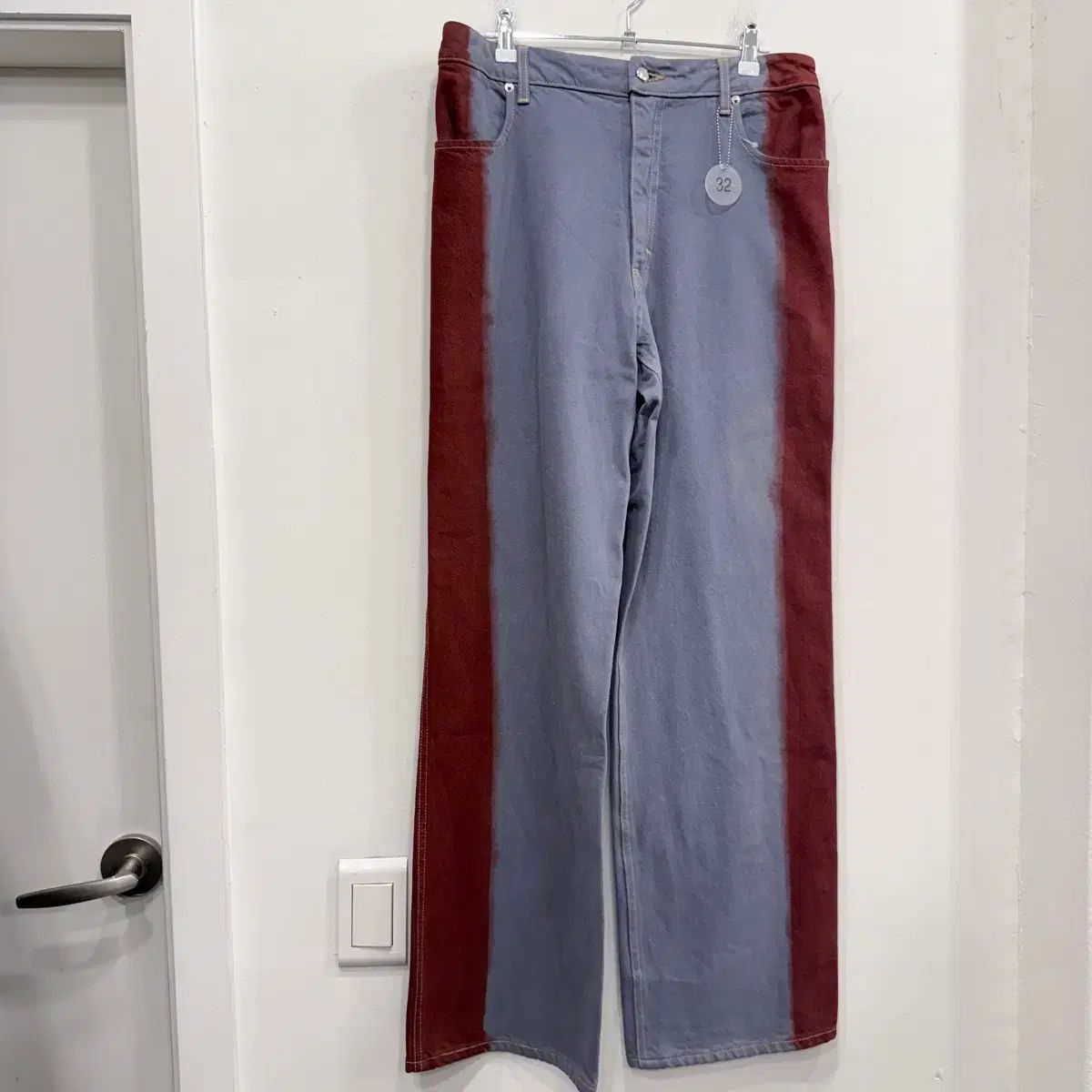 ECKHUS LATTA ツートン ワイド デニム パンツ