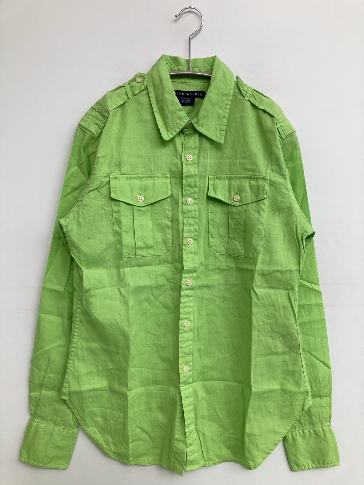Ralph Lauren ラルフローレン シャツ/ブラウス 11 ライトグリーン コットン リネン・麻 無地 長袖 レギュラーカラー ミドル丈 メンズ レディース