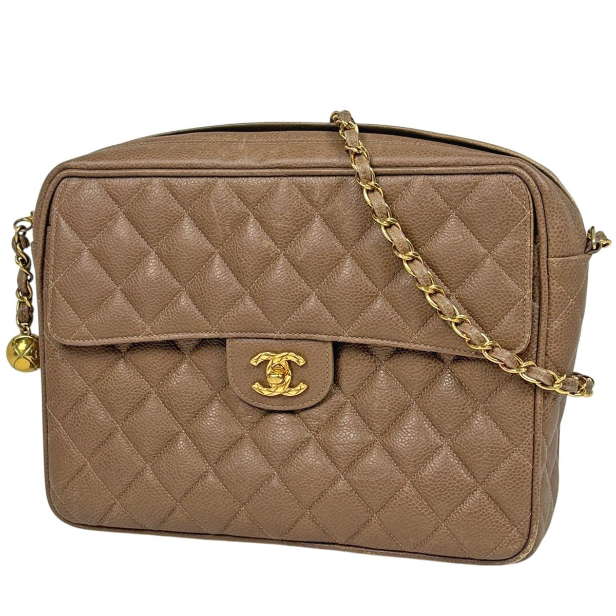 シャネル CHANEL ココマーク チェーン ショルダーバッグ マトラッセ レザー ブラウン レディース 【中古】 134,000円