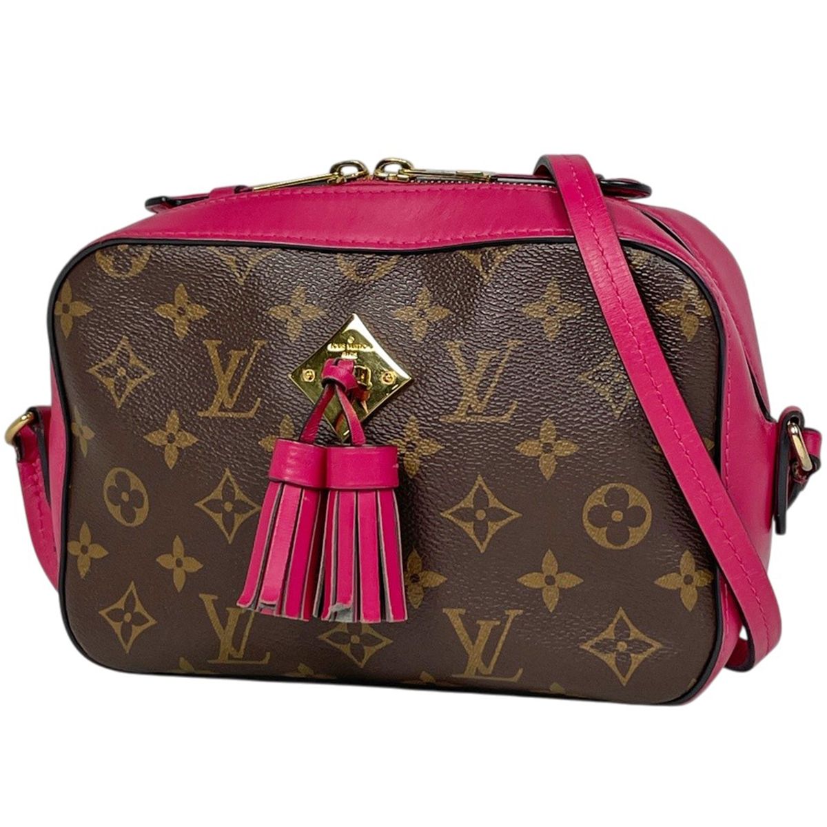 ルイ・ヴィトン Louis Vuitton サントンジュ フリンジ ポシェット ショルダーバッグ モノグラム ブラウン フリージア(ピンク) M43557 レディース 【中古】