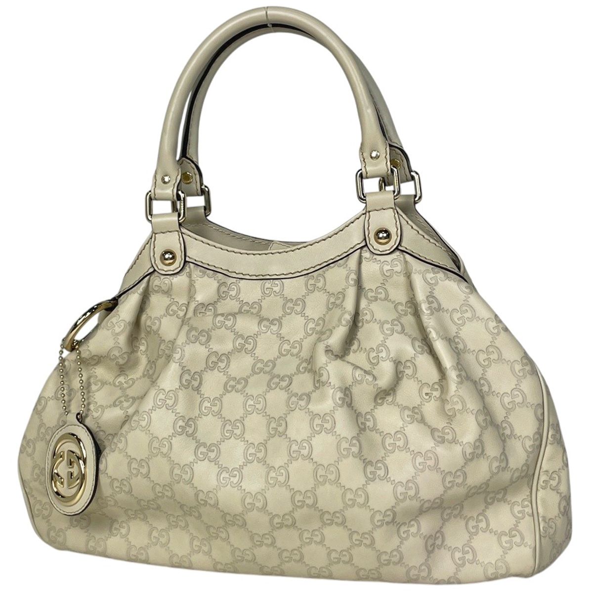グッチ GUCCI グッチシマ スーキー ハンドバッグ シマレザー アイボリー 211944 レディース 【中古】