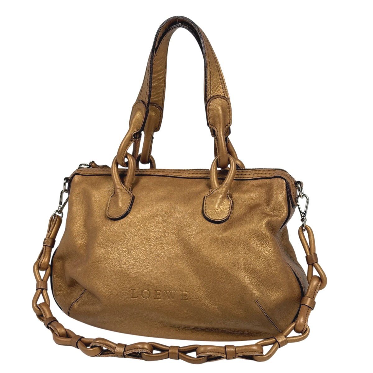 ロエベ LOEWE フィエスタ ハンドバッグ 2WAY レザー ブロンズ レディース 【中古】