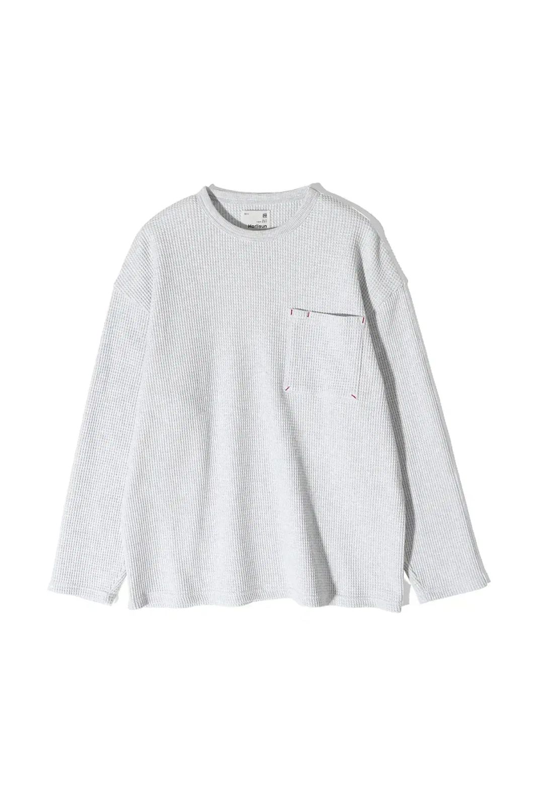 Horlisun(ホーリーサン) ローレンス ヘビーワッフル Tシャツ メランジュグレー/エクリュ