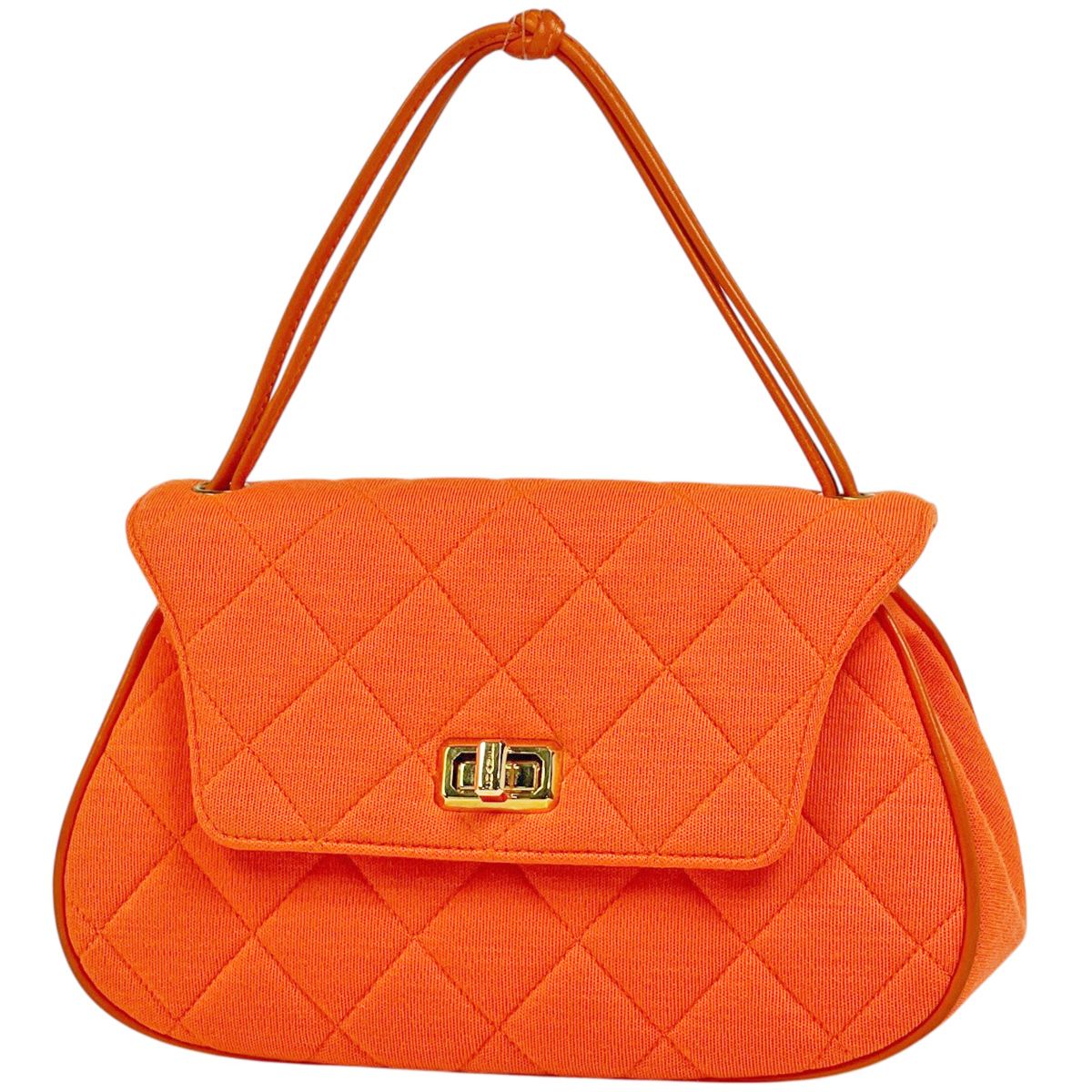 シャネル CHANEL ロゴ ハンドバッグ マトラッセ ハンバッグ ジャージー オレンジ レディース 【中古】