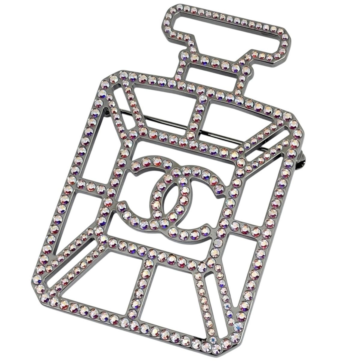 シャネル CHANEL ココマーク ラインストーン ブローチ パフュームボトルモチーフ シルバーメッキ シルバー レディース 【中古】