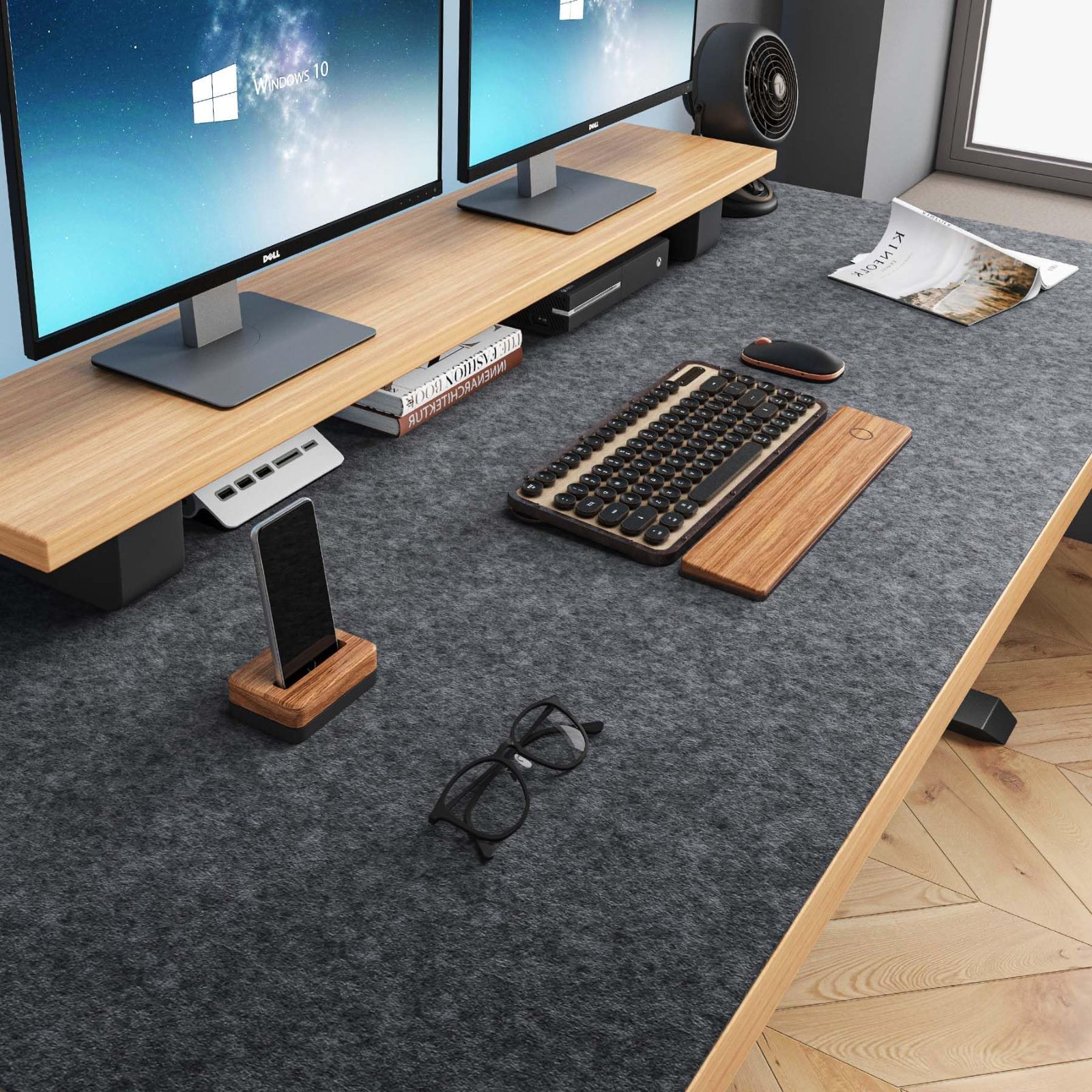 新商品 静音 厚さ3mm 滑り止め 大型 ノイズ低減 デスク保護マット 120×50cm キーボード・マウス用 フェルトデスクマット 家庭・オフィスに最適