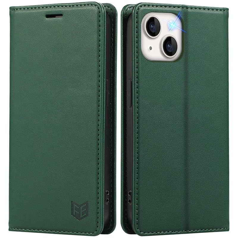 【新品】 FeeY iphone13 ケース 手帳型 Iphone13 手帳 ケース 耐衝撃 カード収納 マグネット内蔵スタンド機能付き アイフォン 13携帯カバー 全面保護 iphone13 スマホケース 5G 6.1インチ対応, グリー