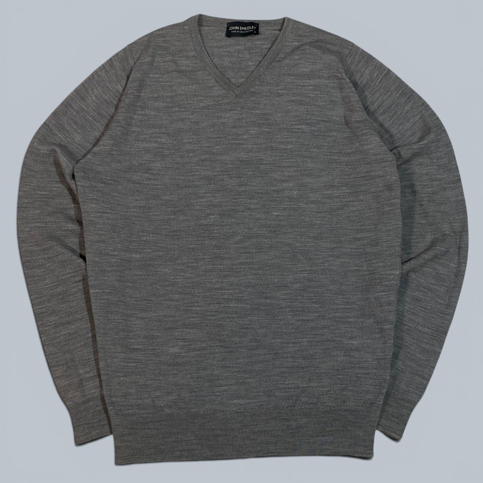 JOHN SMEDLEY ジョンスメドレー Vネック 長袖 ニット セーター S グレー KT60-D9-KG