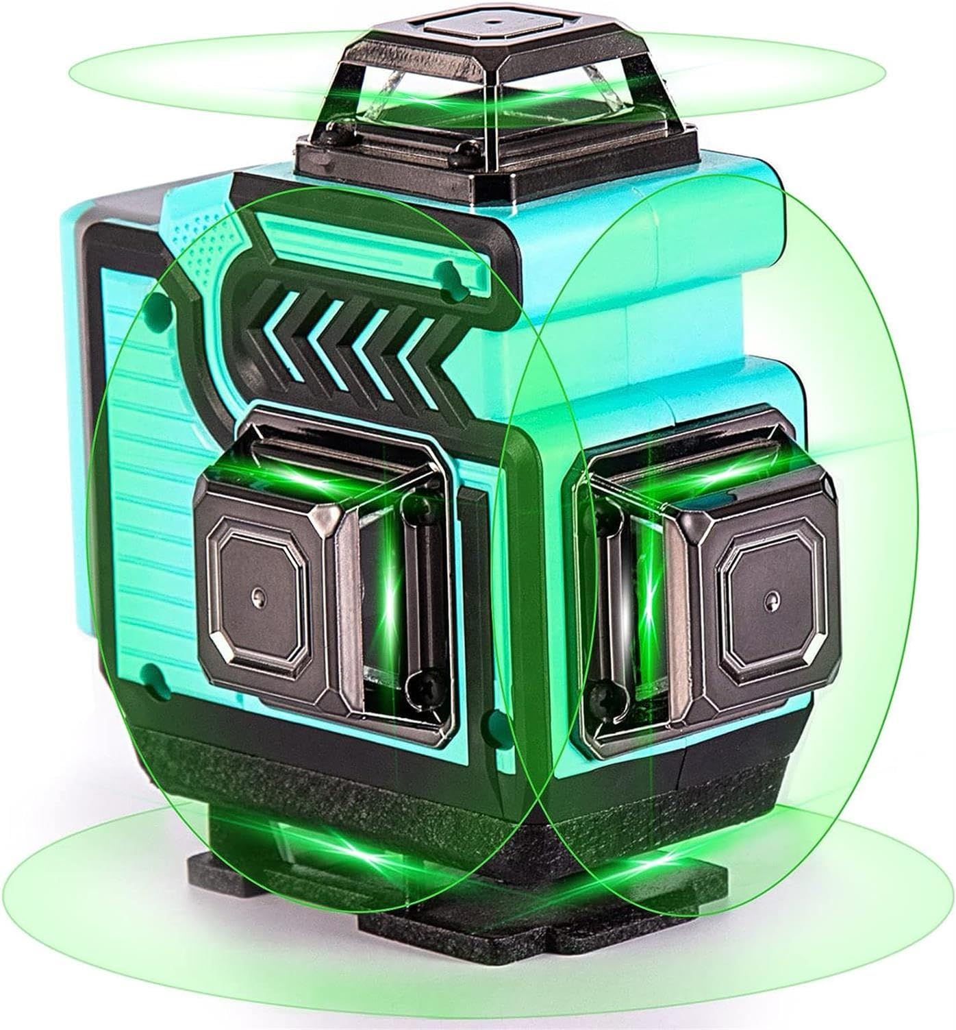4x360°レーザー墨出し器16ライングリーンレーザー 水平器自動補正 レーザーレベル 高輝度レーザー水準器リモコン付き、Bluetooth接続（電池2個、スタンド）★m 97cf8b00