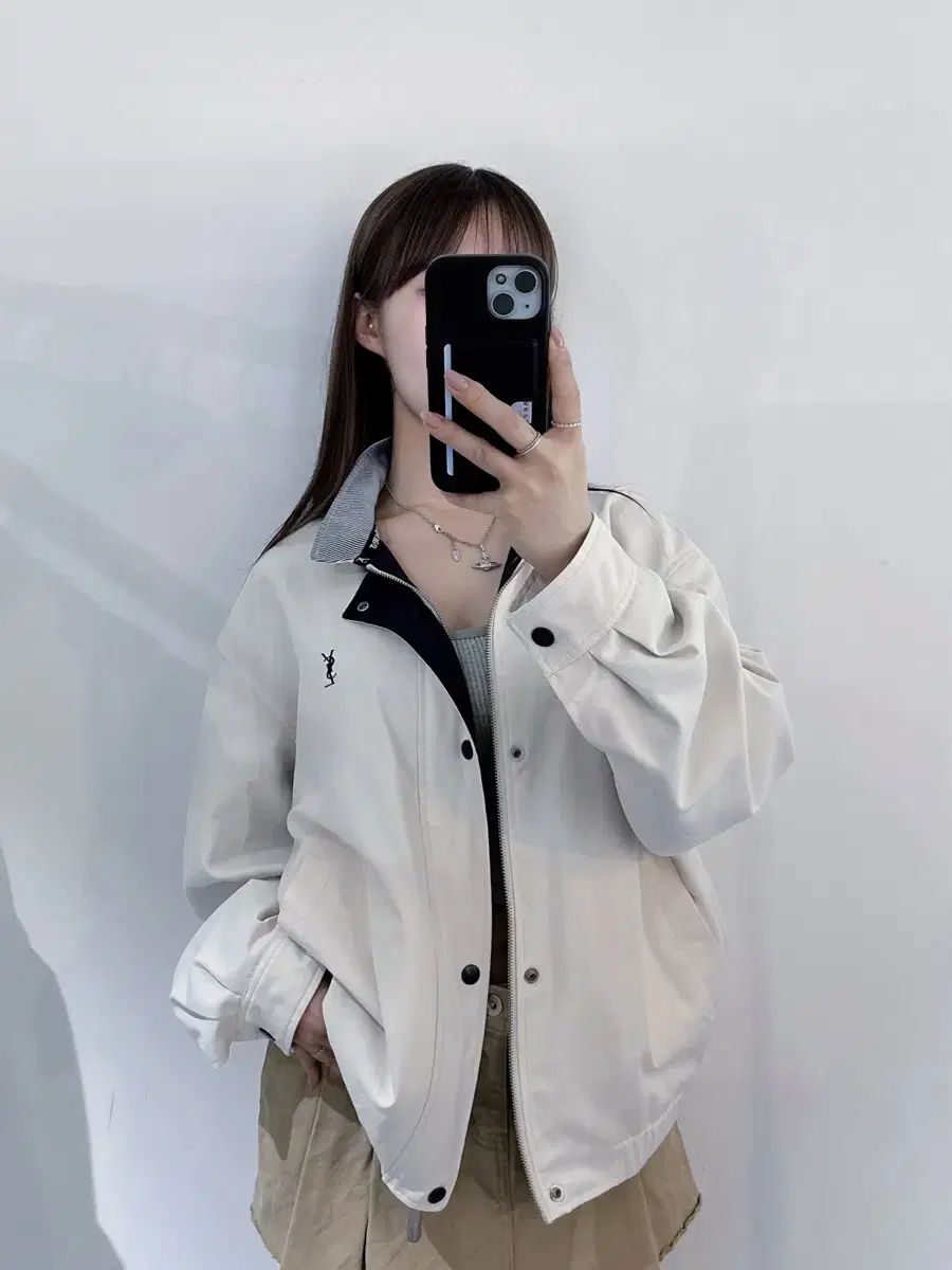 YSL 90s アイボリー ポリエステル ジャケット
