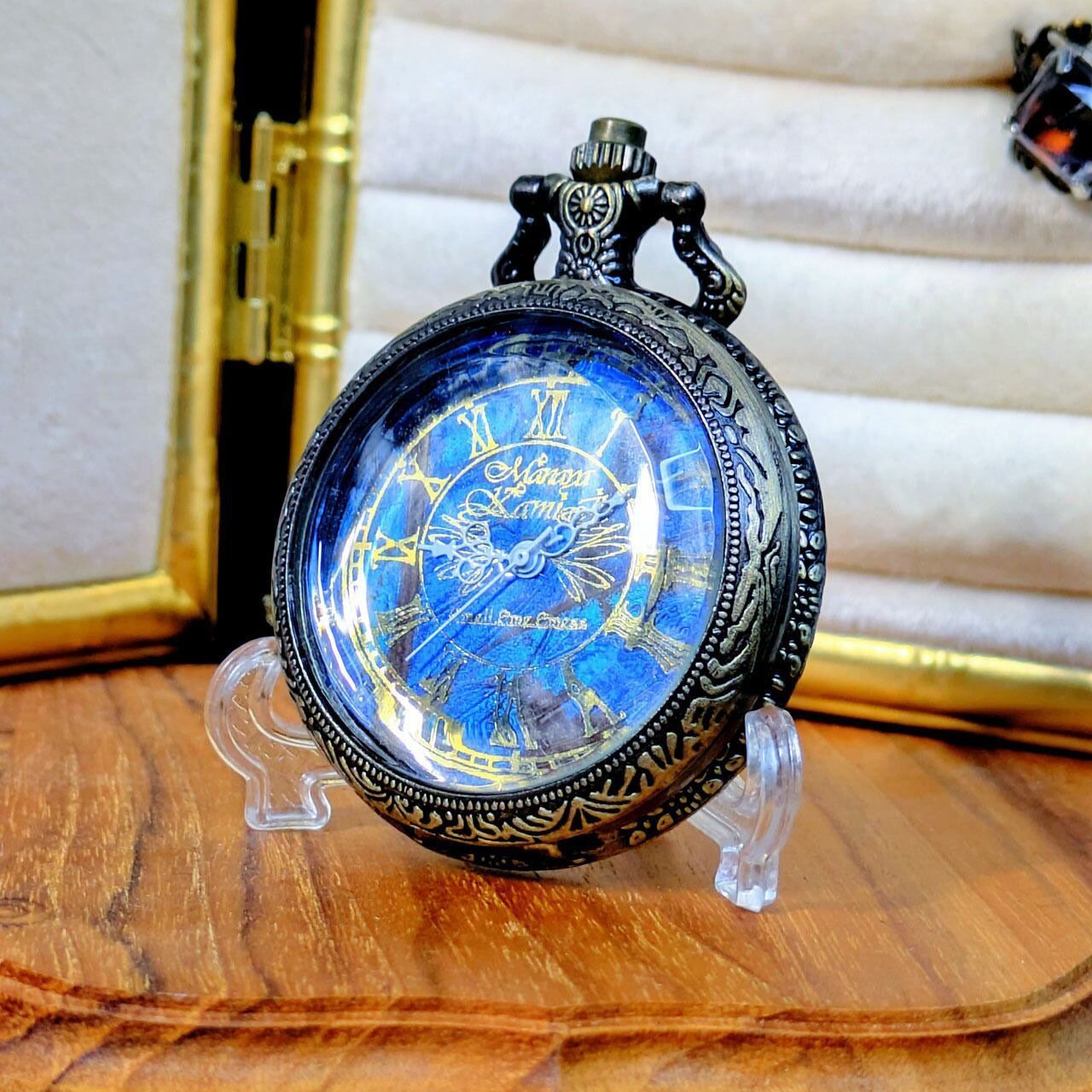モルフォ蝶 懐中時計 本物の翅 emell公式 正規品 ハンドメイド