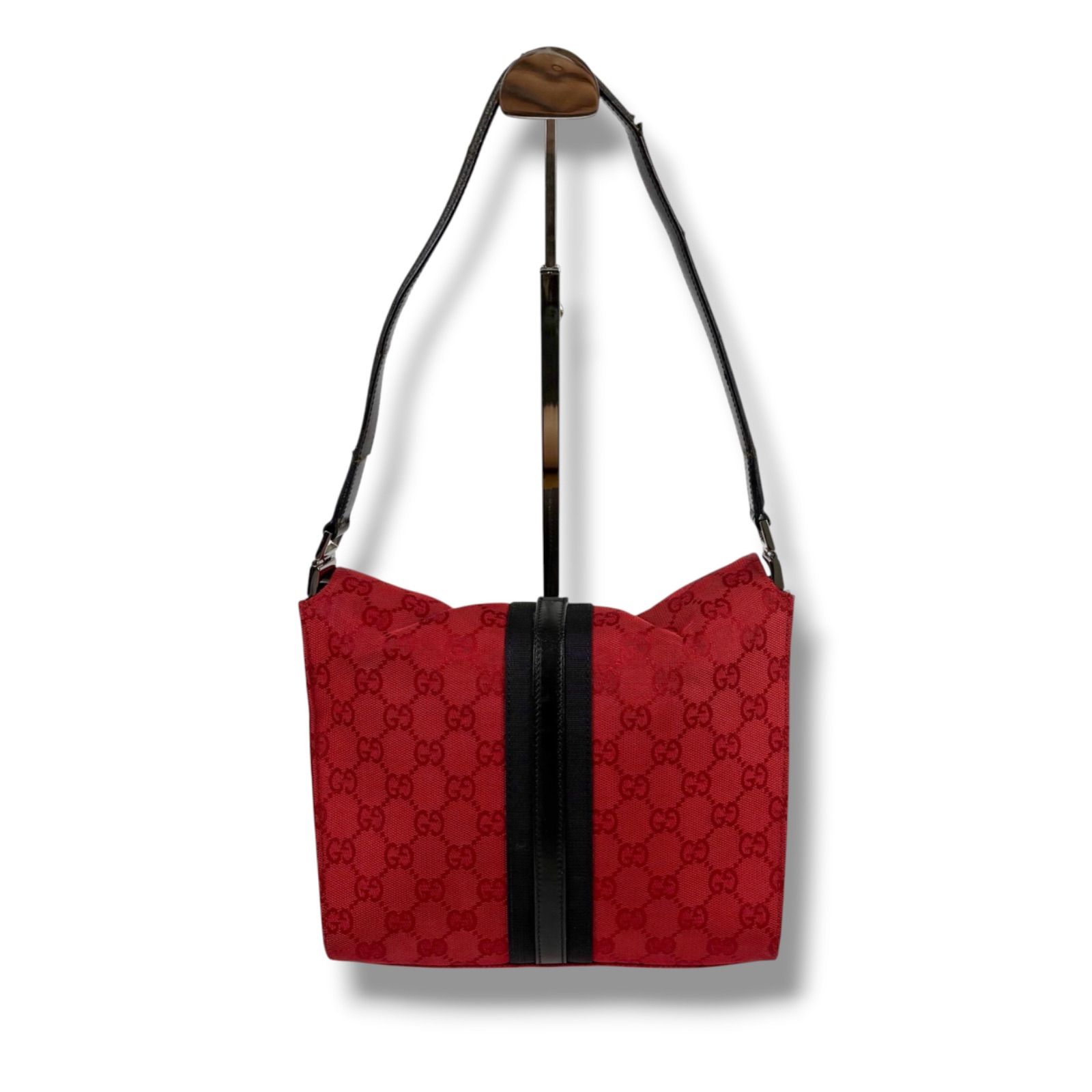 GUCCI ジャッキー GG柄 キャンバス地 ショルダーバッグ 赤 グッチ GUCCI ジャッキーライン ワンショルダーバッグ GGキャンバス
