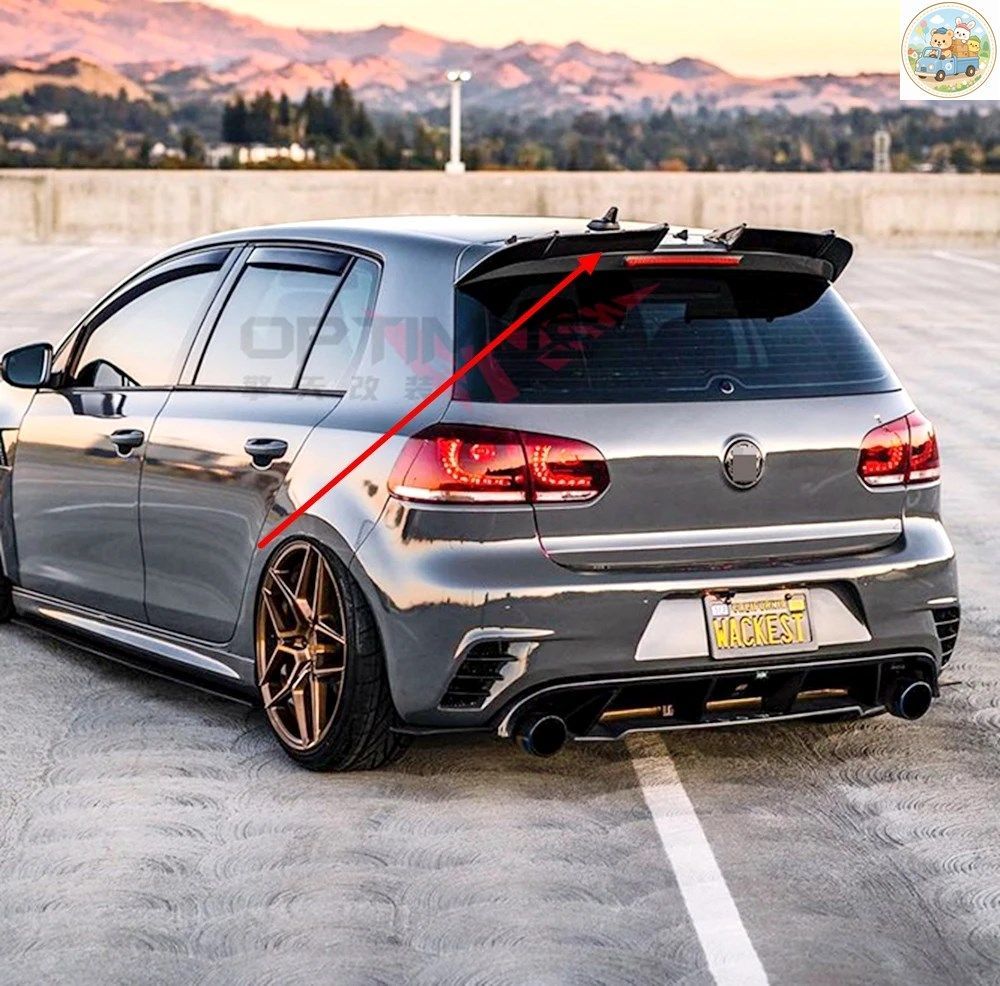 ABS素材 光沢 AKスタイル カーボンファイバースタイル リアルーフスポイラー フォルクスワーゲン ゴルフ6 GTI R 2013-2020 カースタイリン