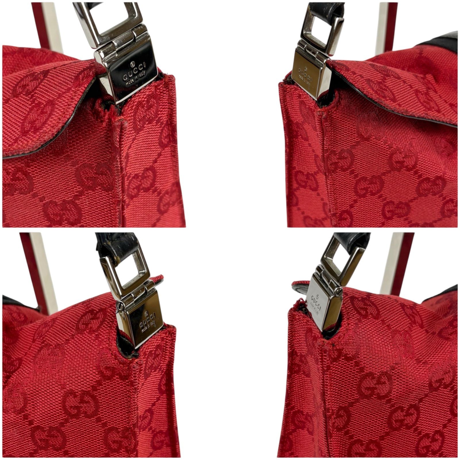 GUCCI ジャッキー GG柄 キャンバス地 ショルダーバッグ 赤 グッチ GUCCI ジャッキーライン ワンショルダーバッグ GGキャンバス