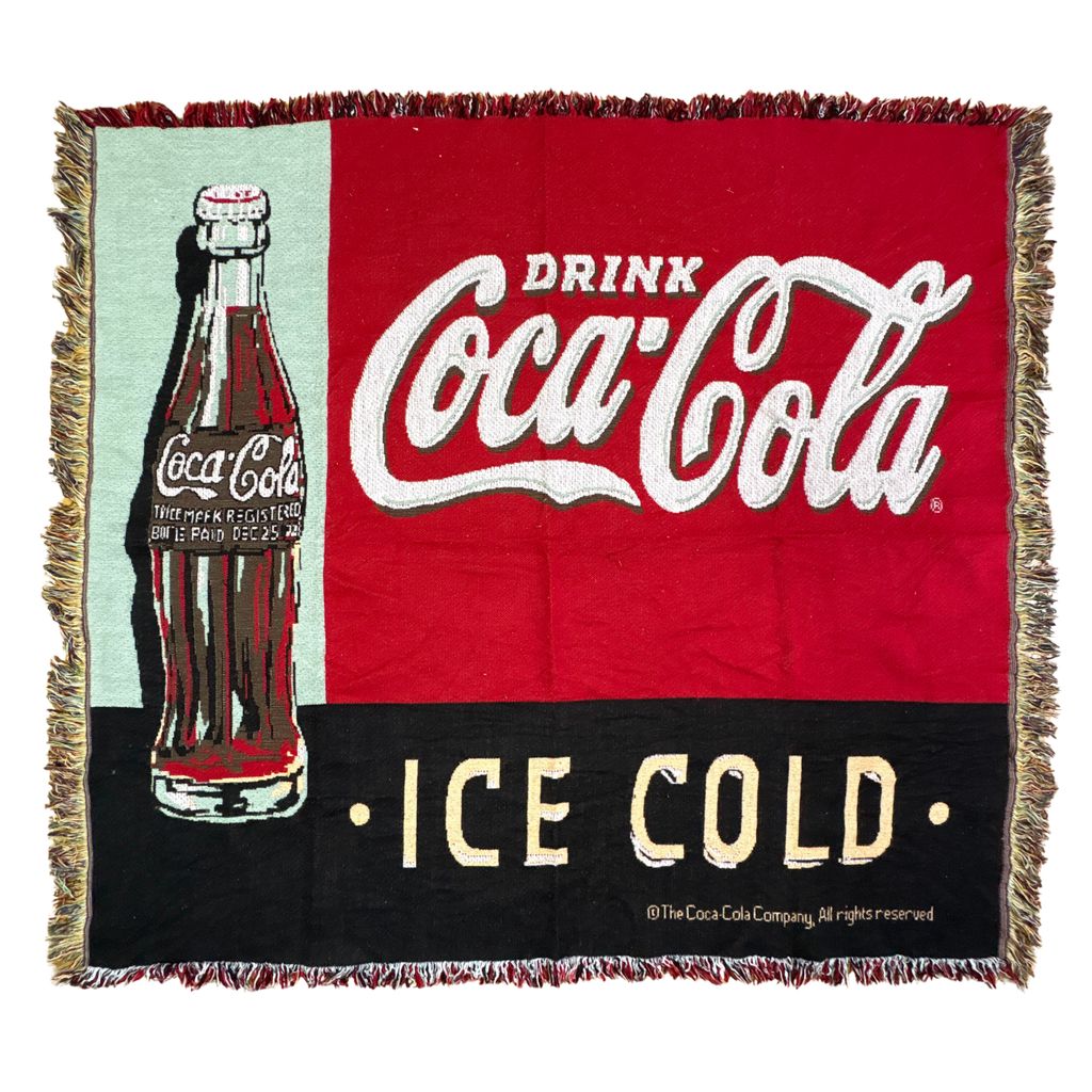 vintageラグ ブランケット マルチカバー タペストリー コカ・コーラ ボトル 企業ロゴ Rug Throw Blanket Coca Cola 2698
