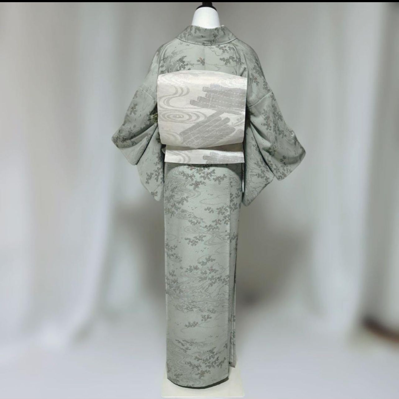 きもの英　単衣　江戸小紋　フルセット　型染め風　縮緬　夏帯　夏小物
