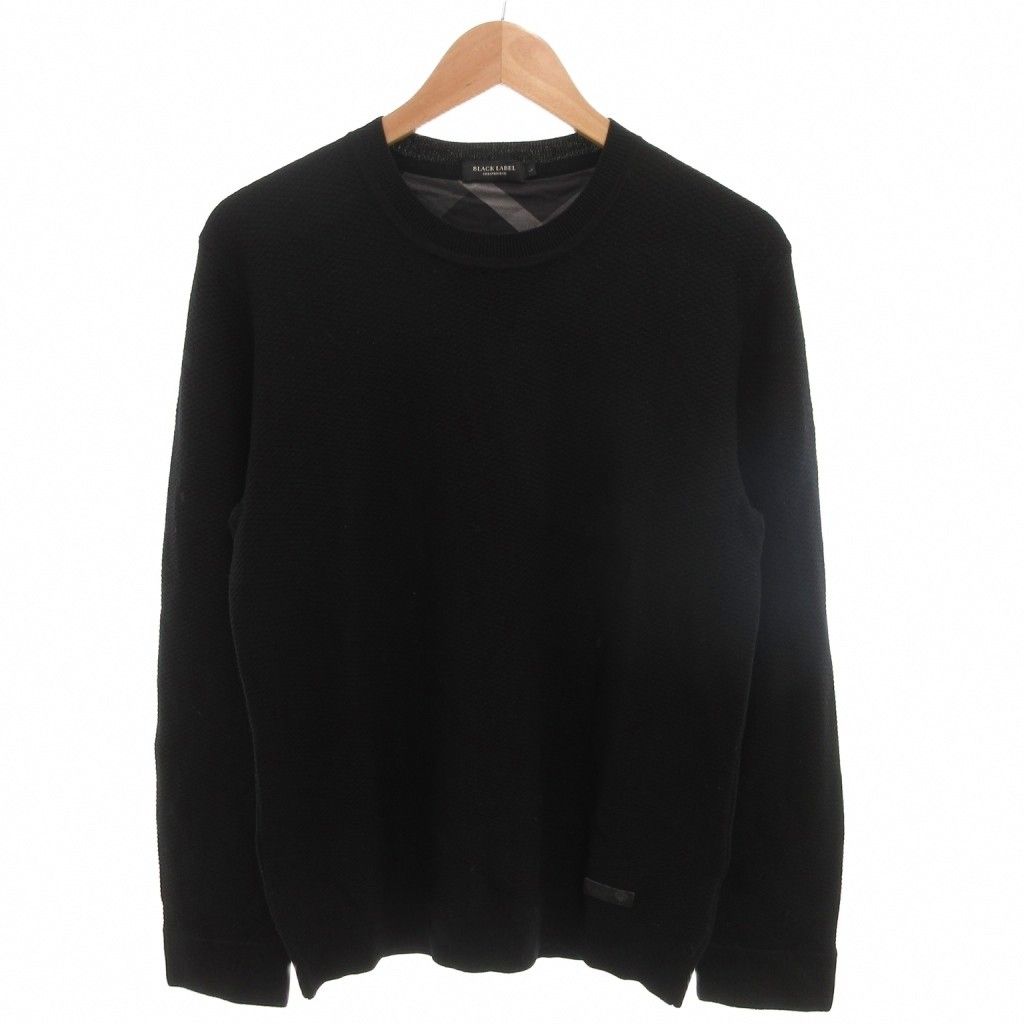 ブラックレーベルクレストブリッジ BLACK LABEL CRESTBRIDGE セーター ニット ウールブレンド L 黒 ブラック 長袖 ラウンドネック /IL ■ECG003