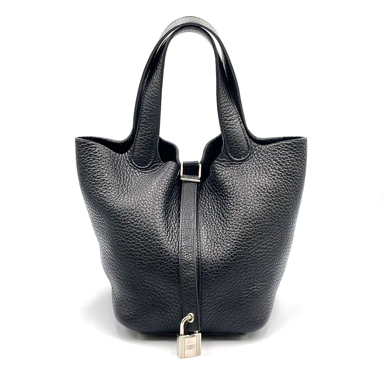 【新着】HERMES ピコタンロックPM □Q刻印 トリヨンレザー ブラック ハンドバッグ シルバー