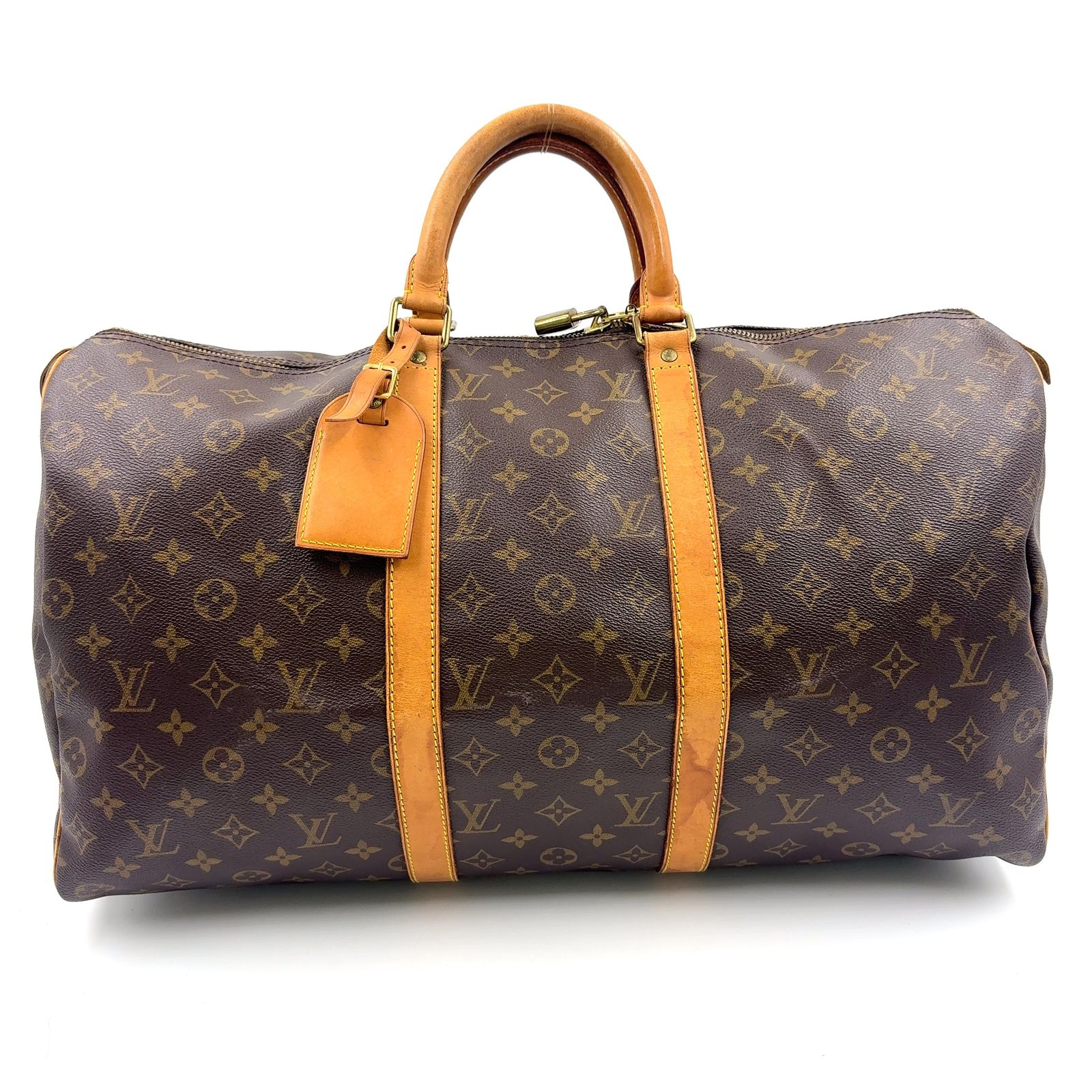【新着】LOUIS VUITTON キーポル50 モノグラム モノグラム レザー×PVC ブラウン ボストンバッグ ゴールド M41426