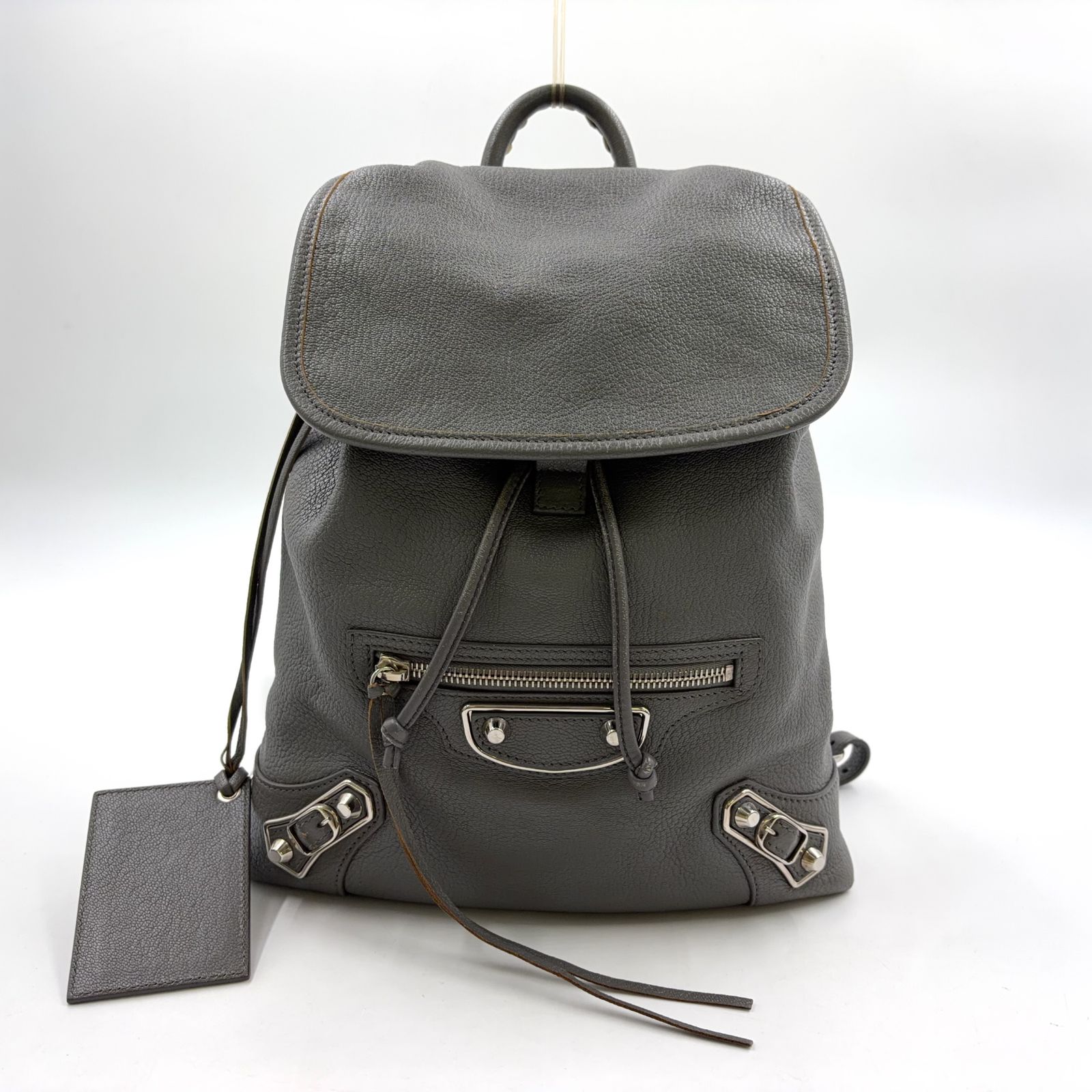 新着】BALENCIAGA モトクロス レザー グレー バックパック シルバー 