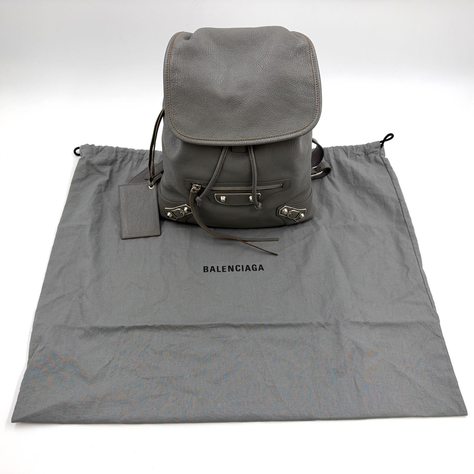 新着】BALENCIAGA モトクロス レザー グレー バックパック シルバー 