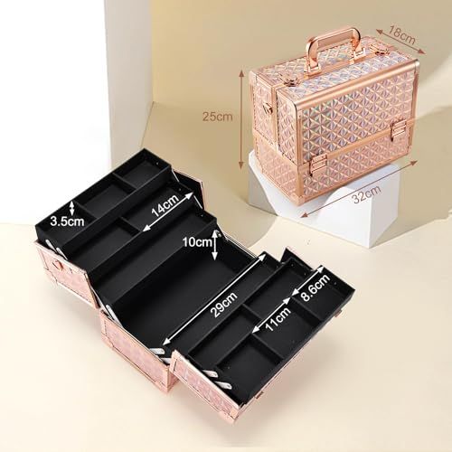 Hapilife メイクボックス 大容量 プロ仕様 コスメボックス 化粧箱 化粧ボックス 化粧品 収納ボックス 金 (ゴールド)ts
