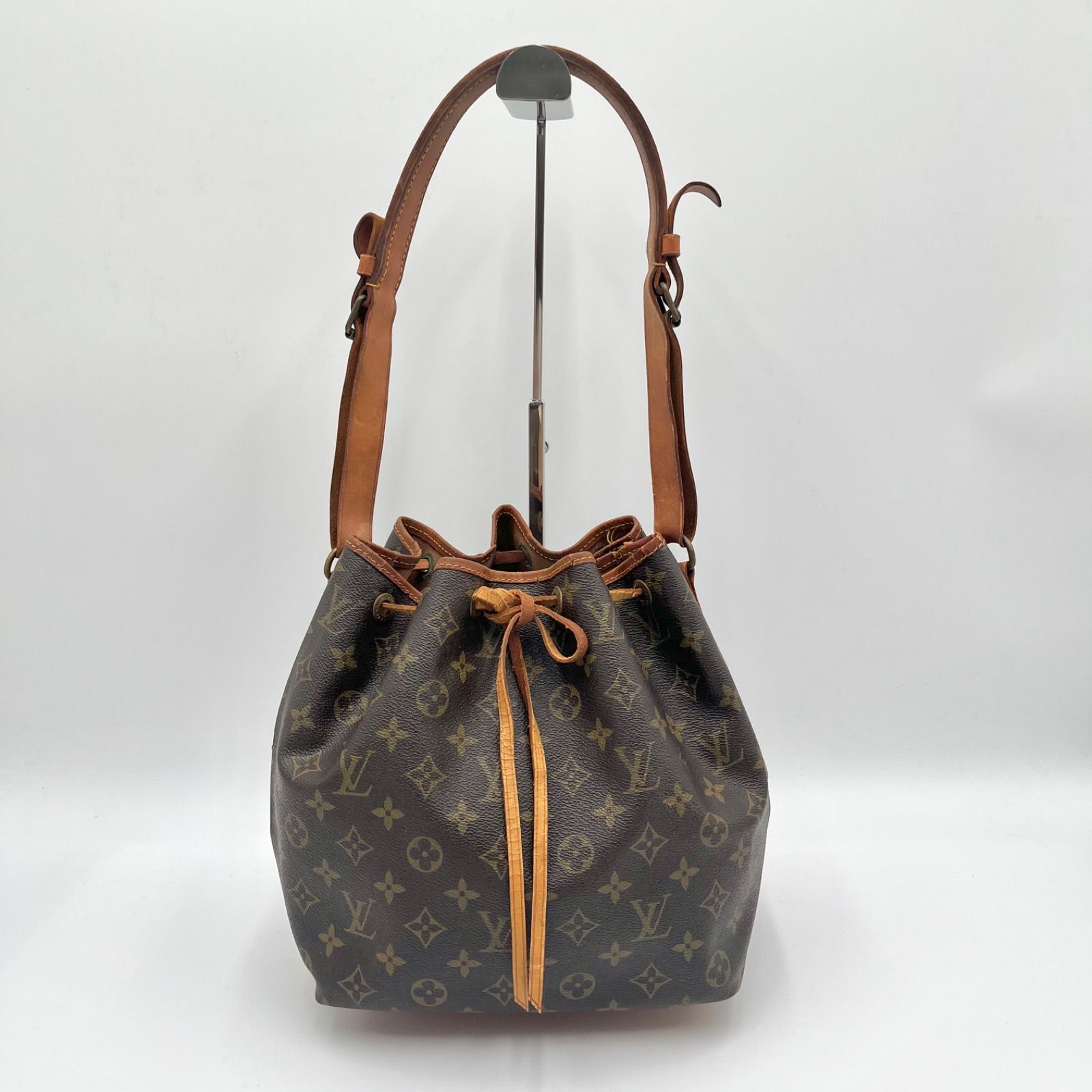 LOUIS VUITTON ルイヴィトン モノグラム プチノエ 巾着 ショルダーバッグ M42226 ブラウンレディース
