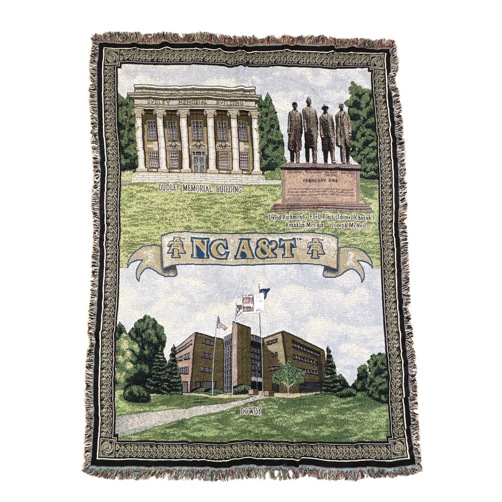 vintageラグ ブランケット マルチカバー タペストリー USA製 ノースカロライナA&T州立大学 記念館 Rug Blanket NC 2735