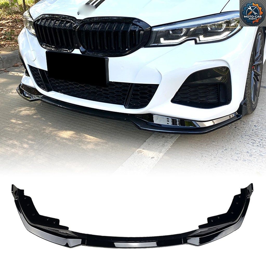 カーボンファイバー調/グロス仕上げ フロントバンパースポイラーリップ ロワースプリッターガード BMW 3シリーズ G20 Mパック スポーツ 320